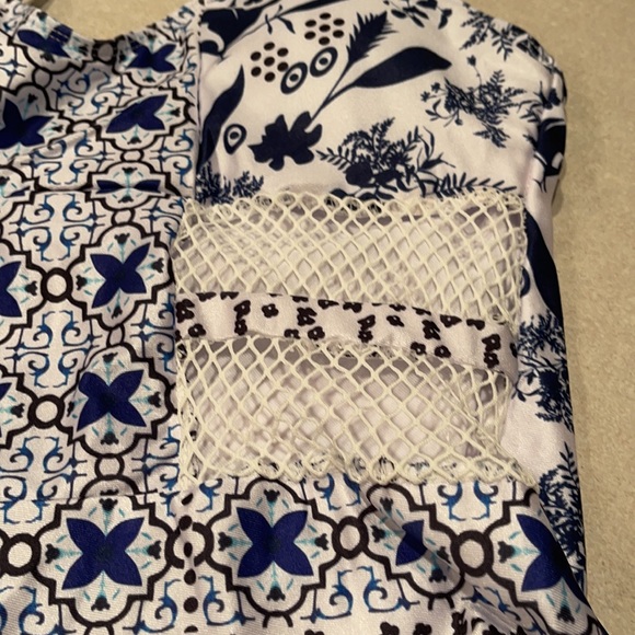 Blue & white 1 piece bathing suit medium NWOT - Picture 2 of 4